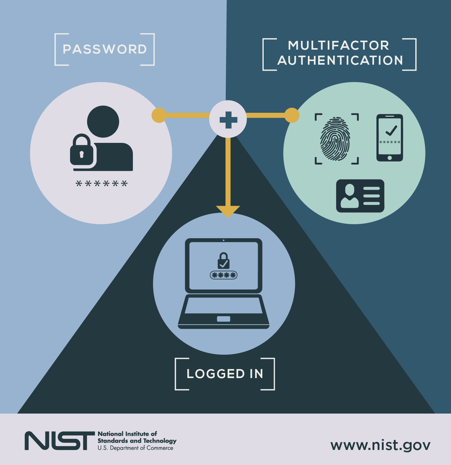 Multi-factor authentication combines a password with a second form of verification.